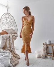 LEANNE Dress - Mustard - Drop Dead Dollbaby