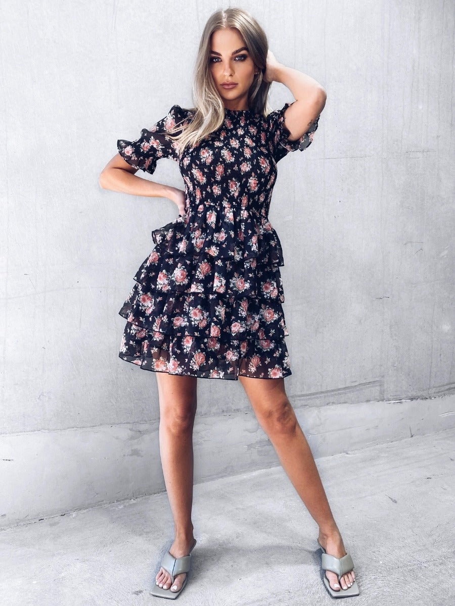 BLAKE Dress - Black Floral - Drop Dead Dollbaby