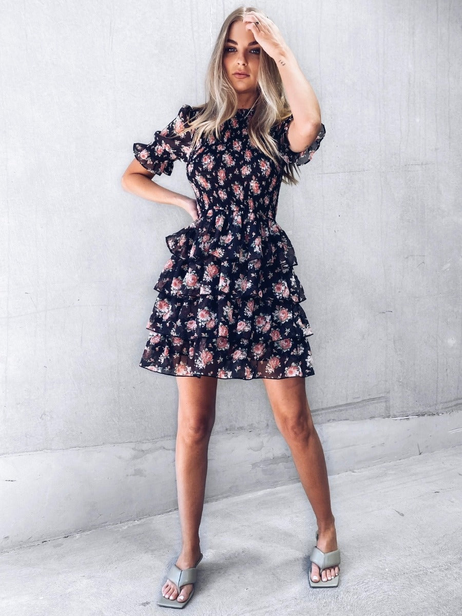 BLAKE Dress - Black Floral - Drop Dead Dollbaby