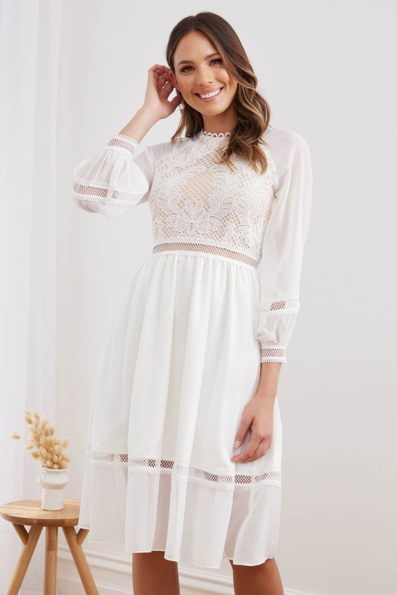 AVRIL Midi Dress - White - Drop Dead Dollbaby